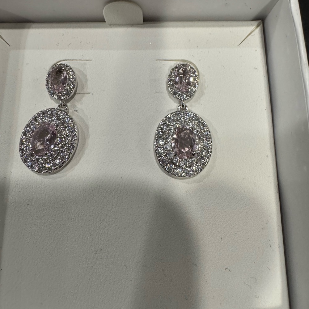 Elegant Silver and Purple Drop Earrings